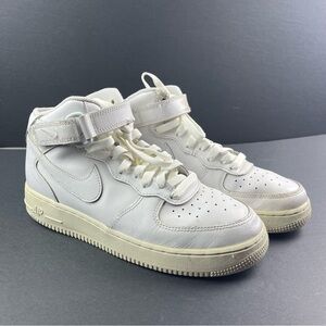 Nike Air Force 1 Mid LE GS Triple White Original Shoes DH2933-111 Youth Size 7Y